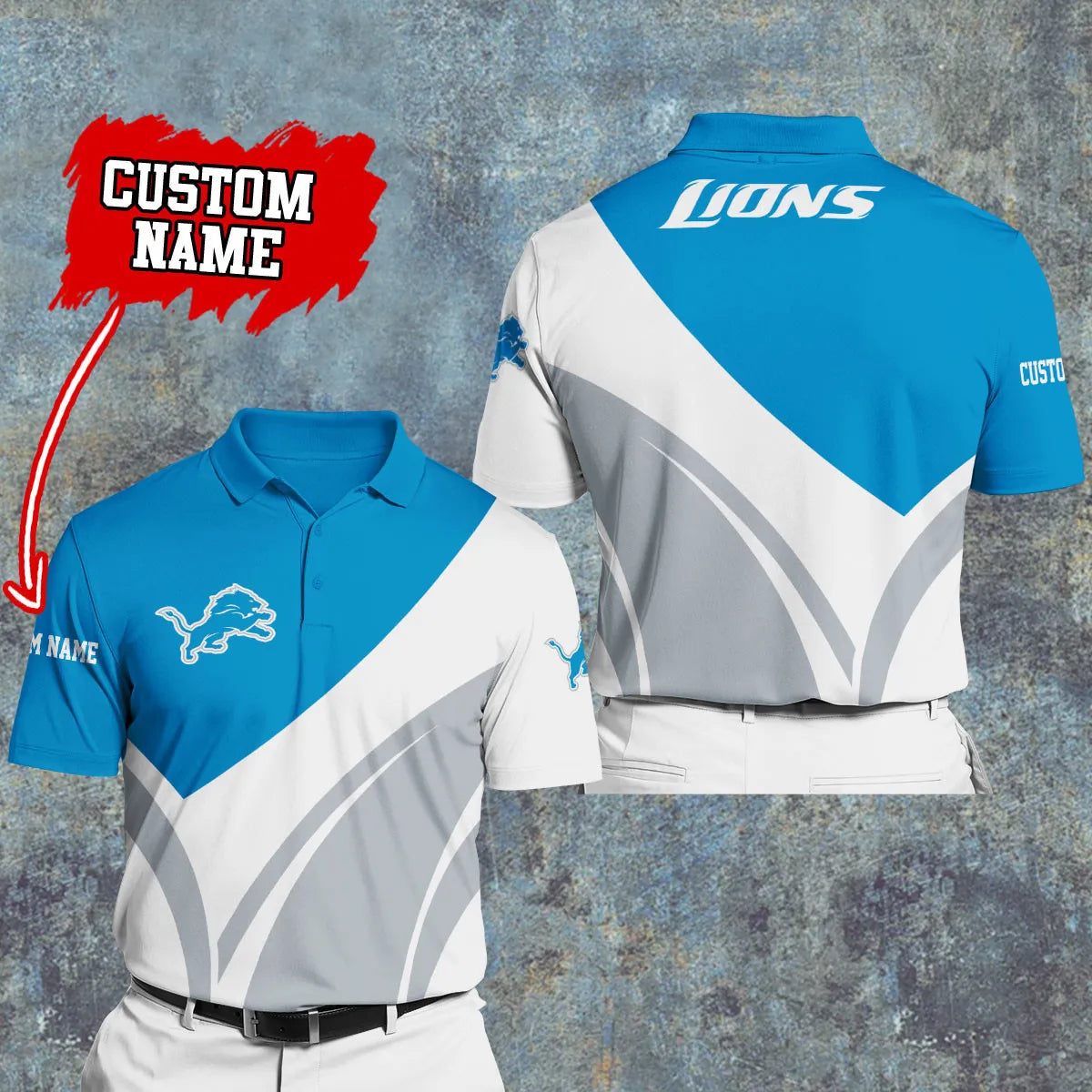 Detroit Lions Personalized Men Polo Shirt AZBTPLS000001