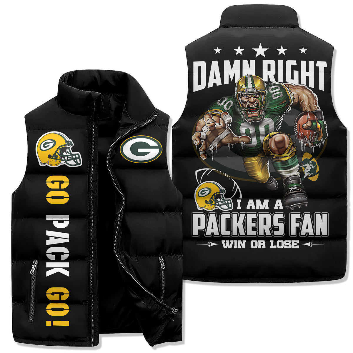 Green Bay Packers Premium Sleeveless Puffer Jacket New Collection AZBTSPFJ000031