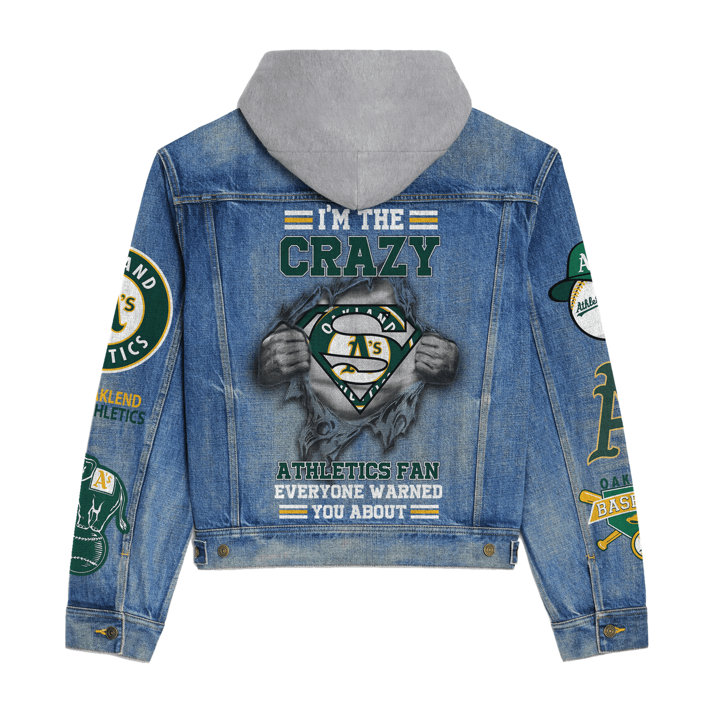 Oakland Athletics Premium Hooded Denim Jacket New Collection AZBTHDJ000607