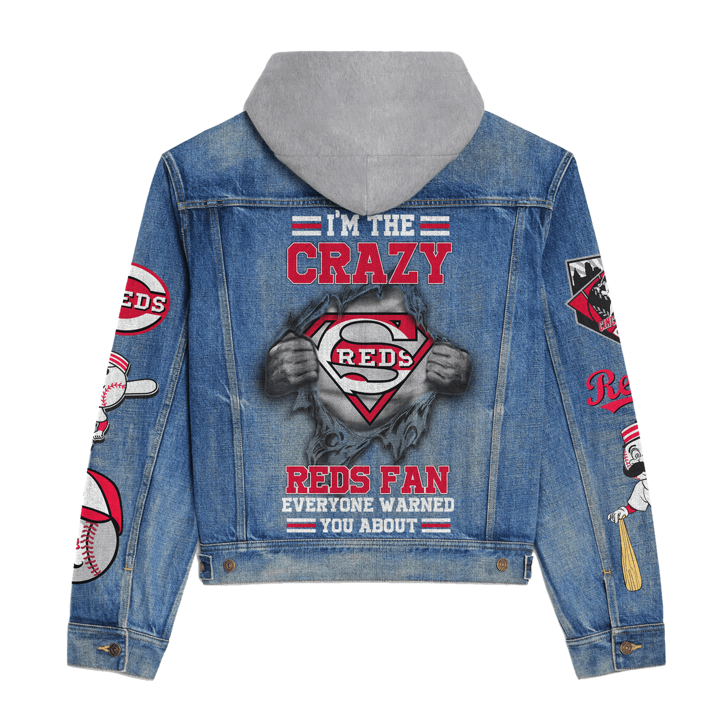 Cincinnati Reds Premium Hooded Denim Jacket New Collection AZBTHDJ000608