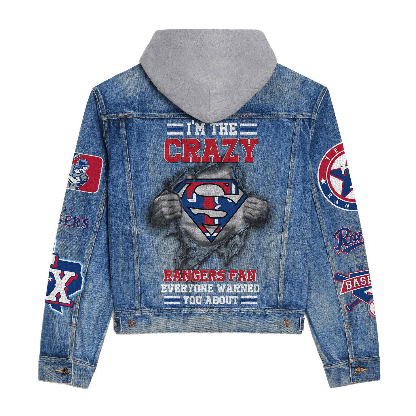 Texas Rangers Premium Hooded Denim Jacket New Collection AZBTHDJ000610