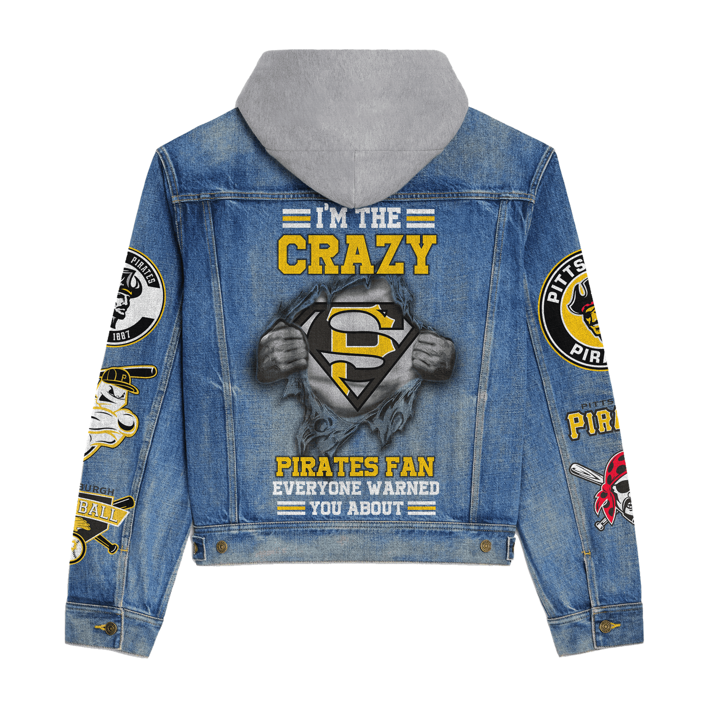 Pittsburgh Pirates Premium Hooded Denim Jacket New Collection AZBTHDJ000619