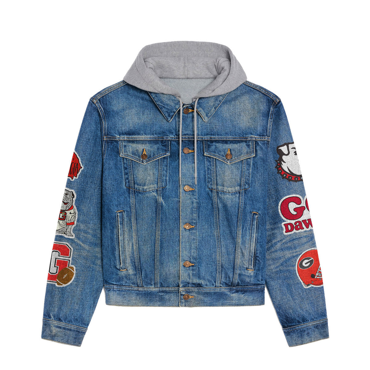 Georgia Bulldogs Premium Hooded Denim Jacket New Collection AZBTHDJ000460