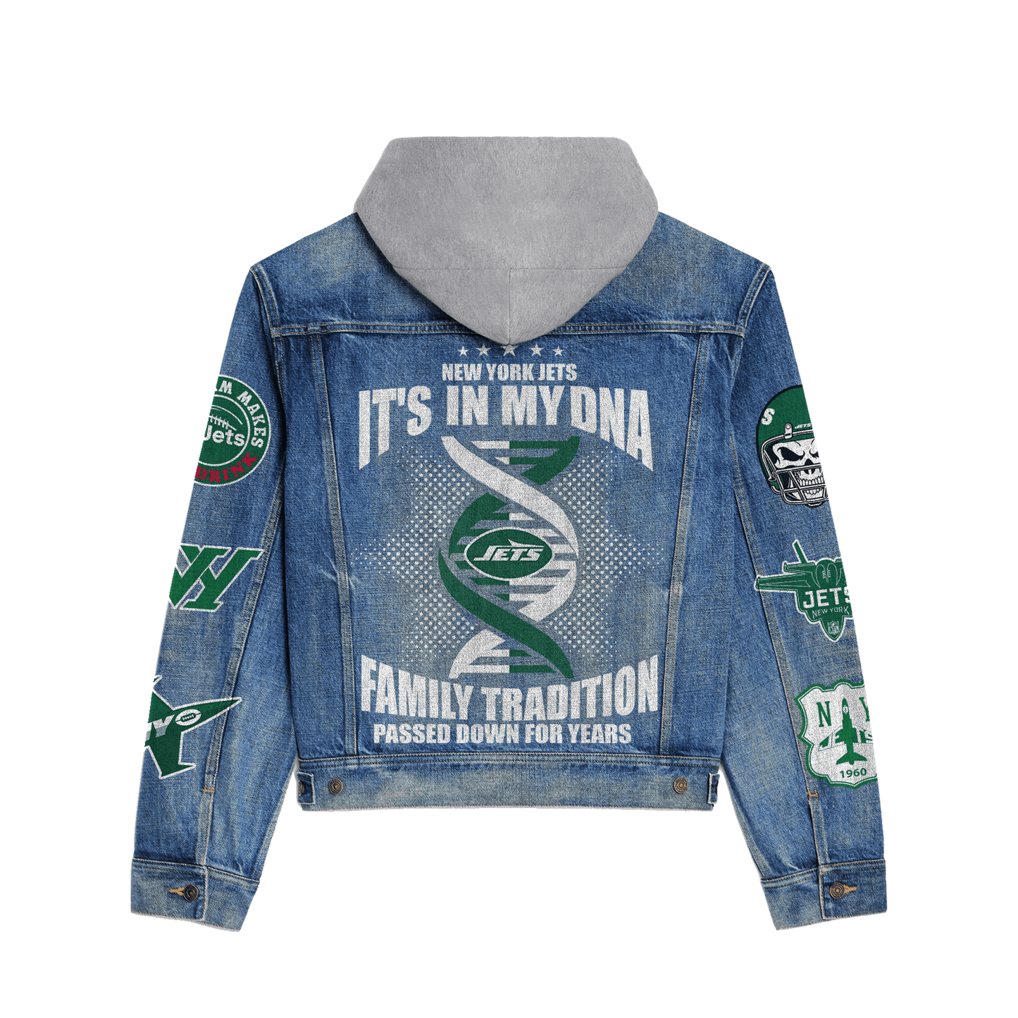 New York Jets Premium Hooded Denim Jacket New Collection AZBTHDJ000062