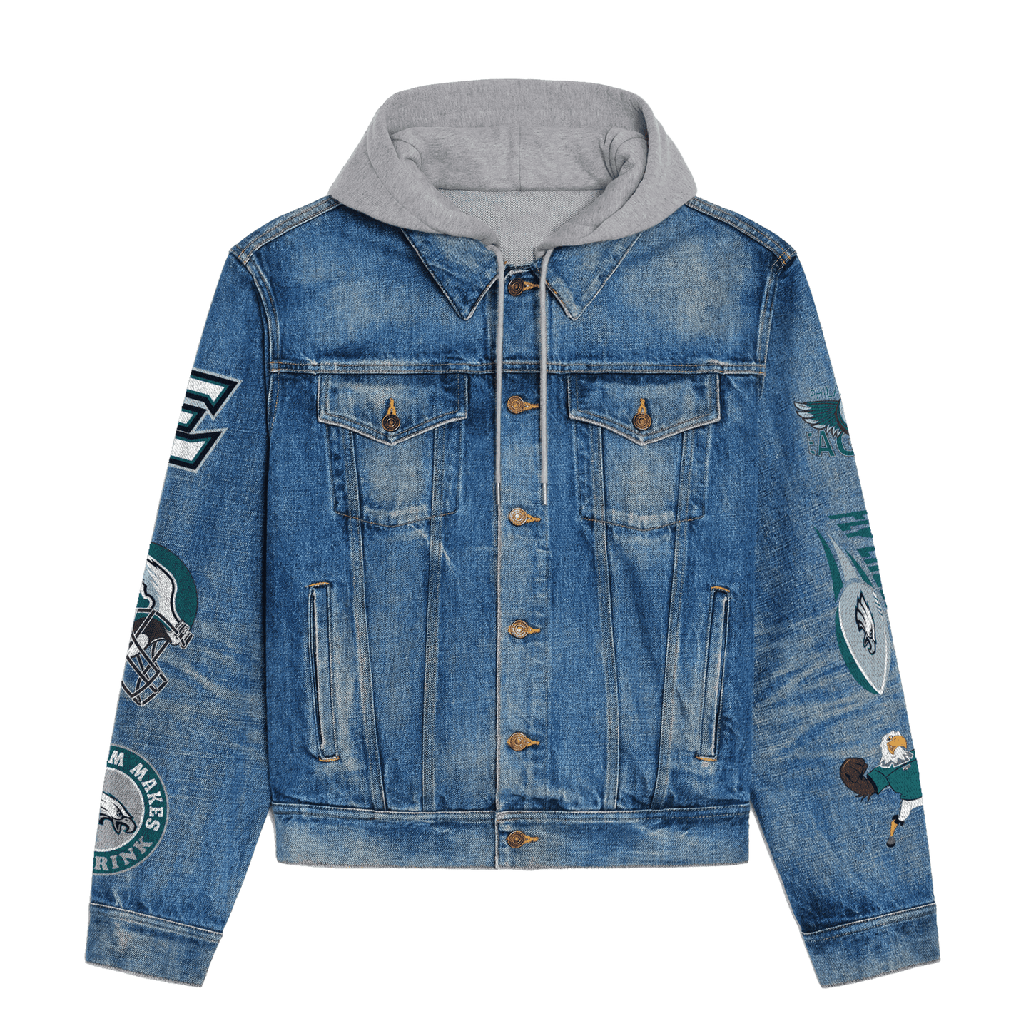 Philadelphia Eagles Premium Hooded Denim Jacket New Collection AZBTHDJ000068