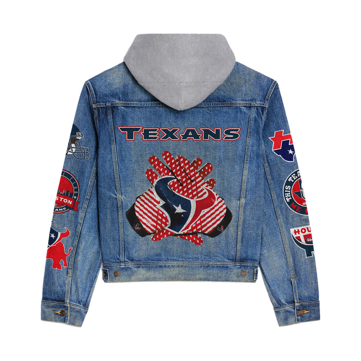 Houston Texans Premium Hooded Denim Jacket New Collection AZBTHDJ000021