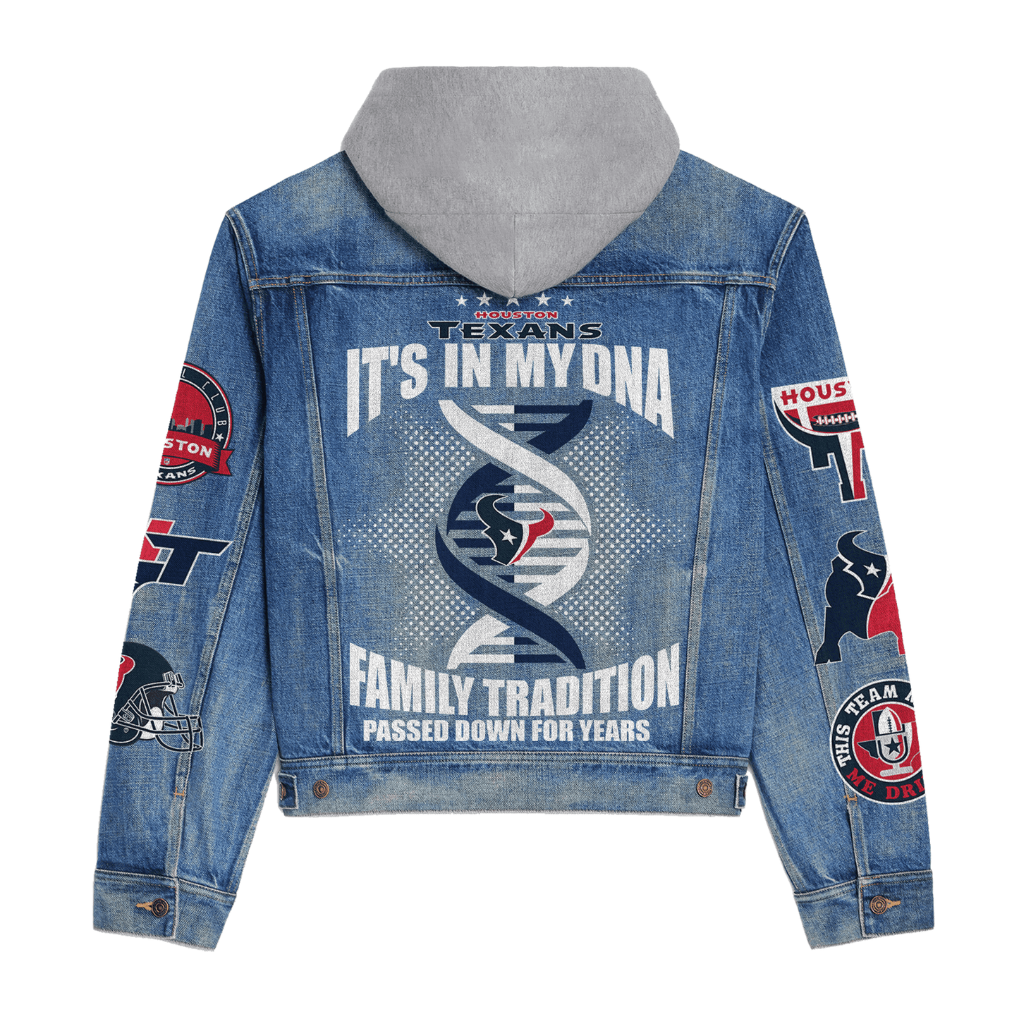 Houston Texans Premium Hooded Denim Jacket New Collection AZBTHDJ000075