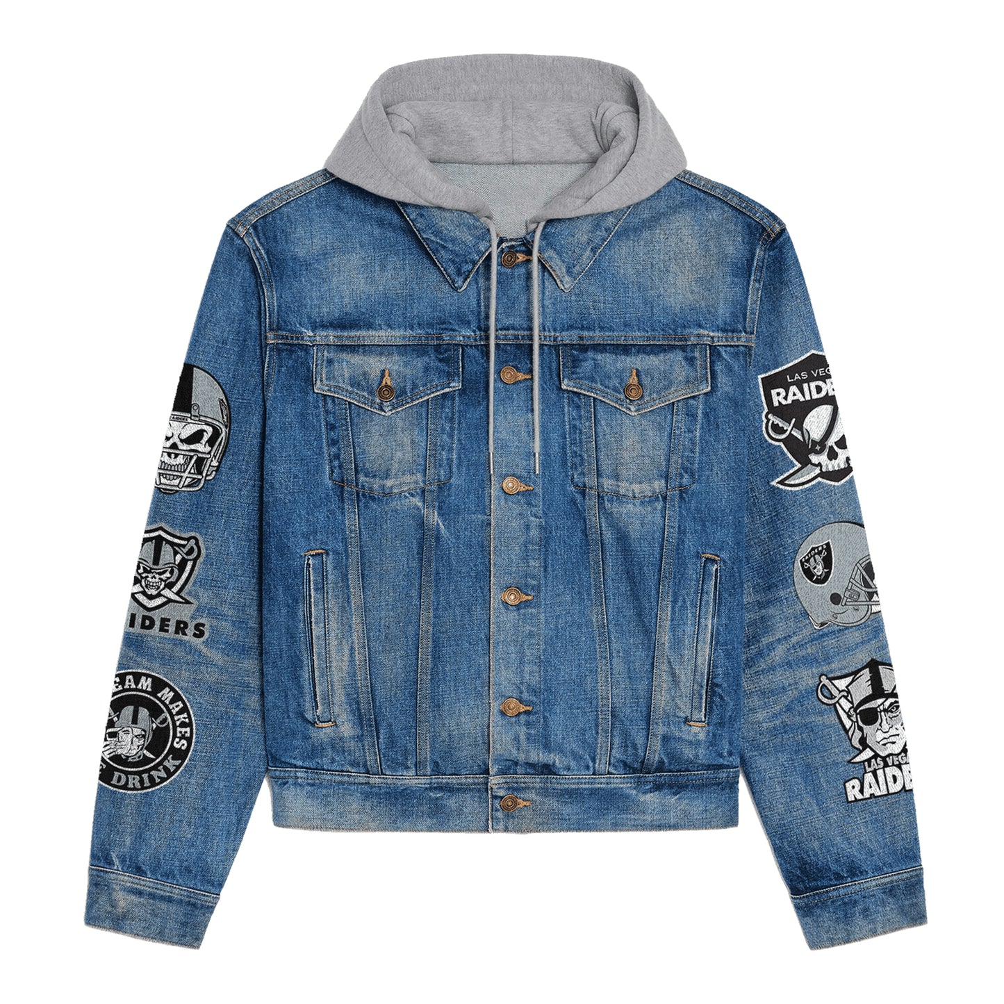 Las Vegas Raiders Premium Hooded Denim Jacket New Collection AZBTHDJ000037