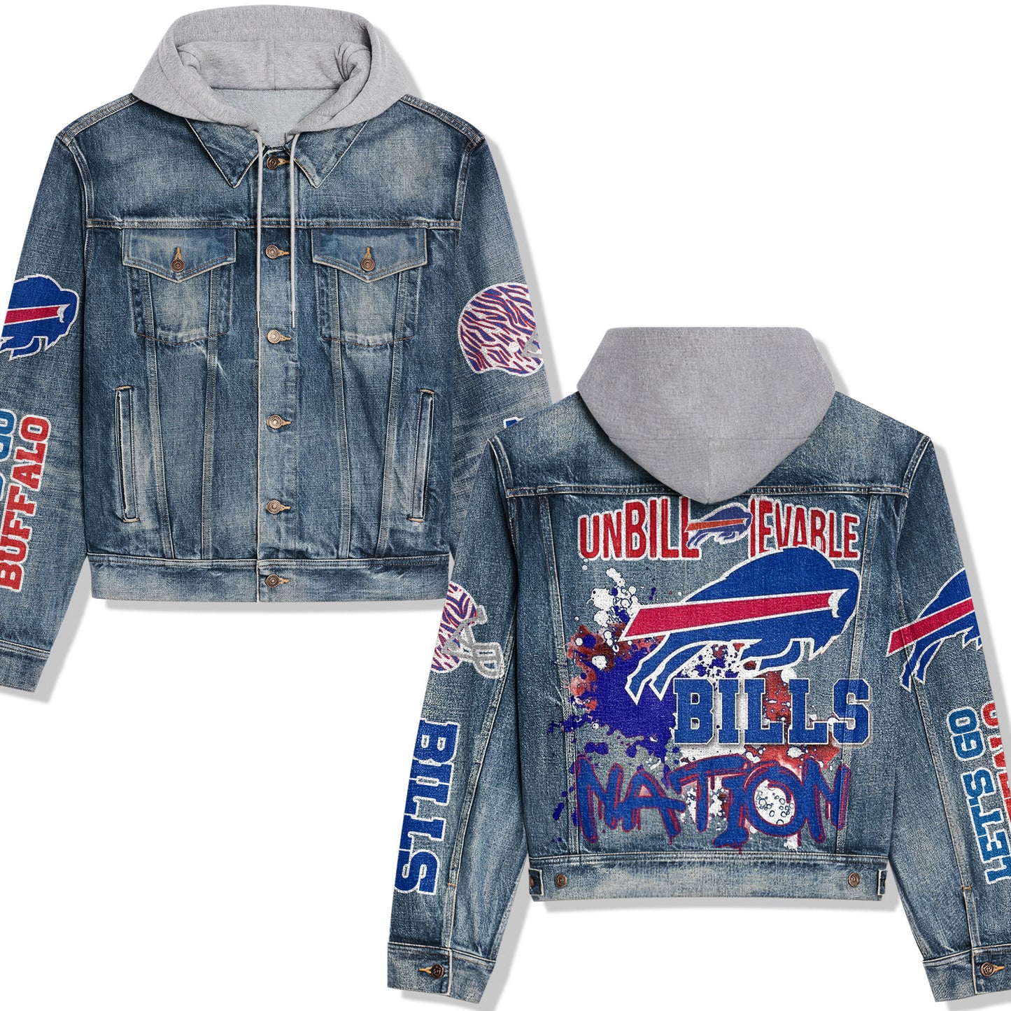 Buffalo Bills Premium Hooded Denim Jacket New Collection AZBTHDJ000039