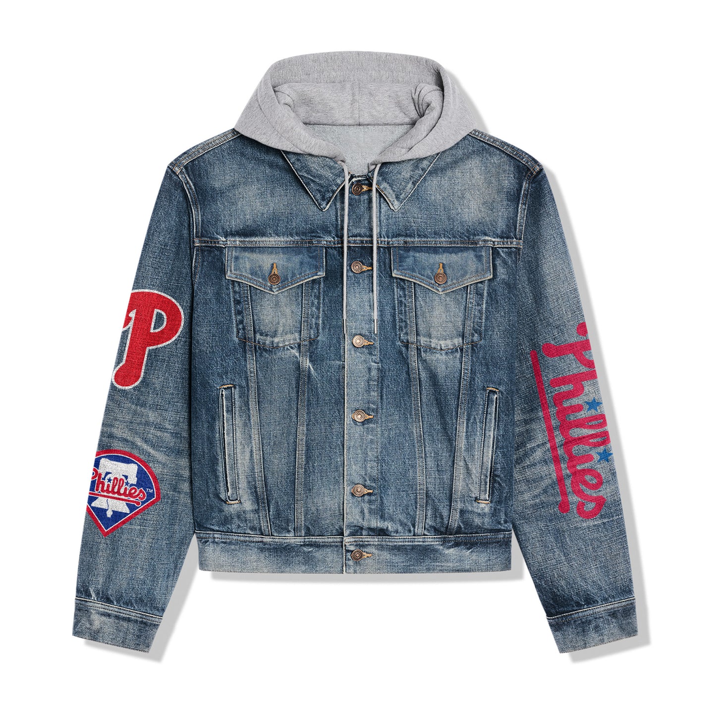 Phidelphia Phillies Premium Hooded Denim Jacket New Collection AZBTHDJ000537