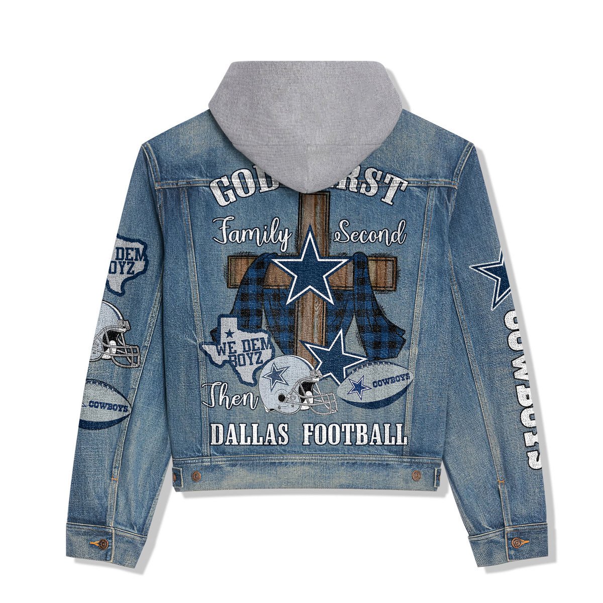 Dallas Cowboys Premium Hooded Denim Jacket New Collection AZBTHDJ000002