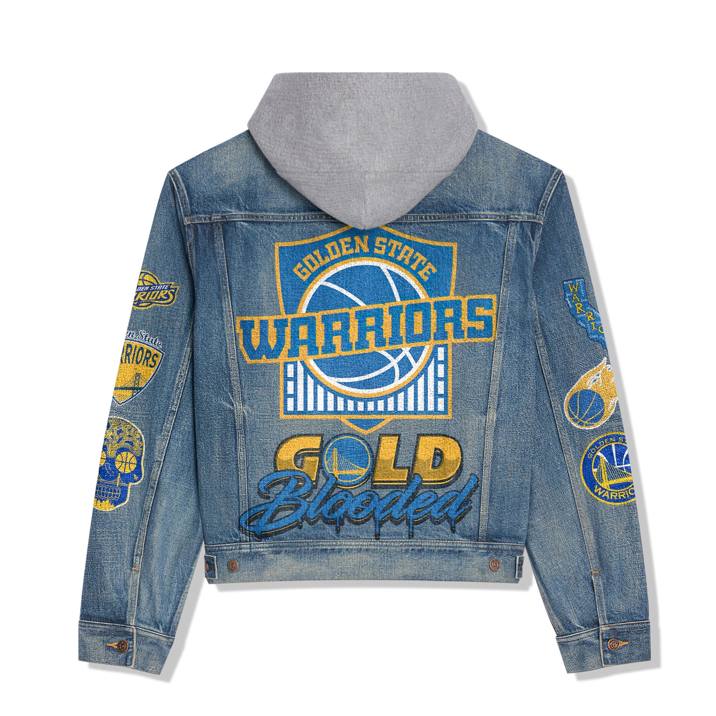 Golden State Warriors Premium Hooded Denim Jacket New Collection AZBTHDJ000271