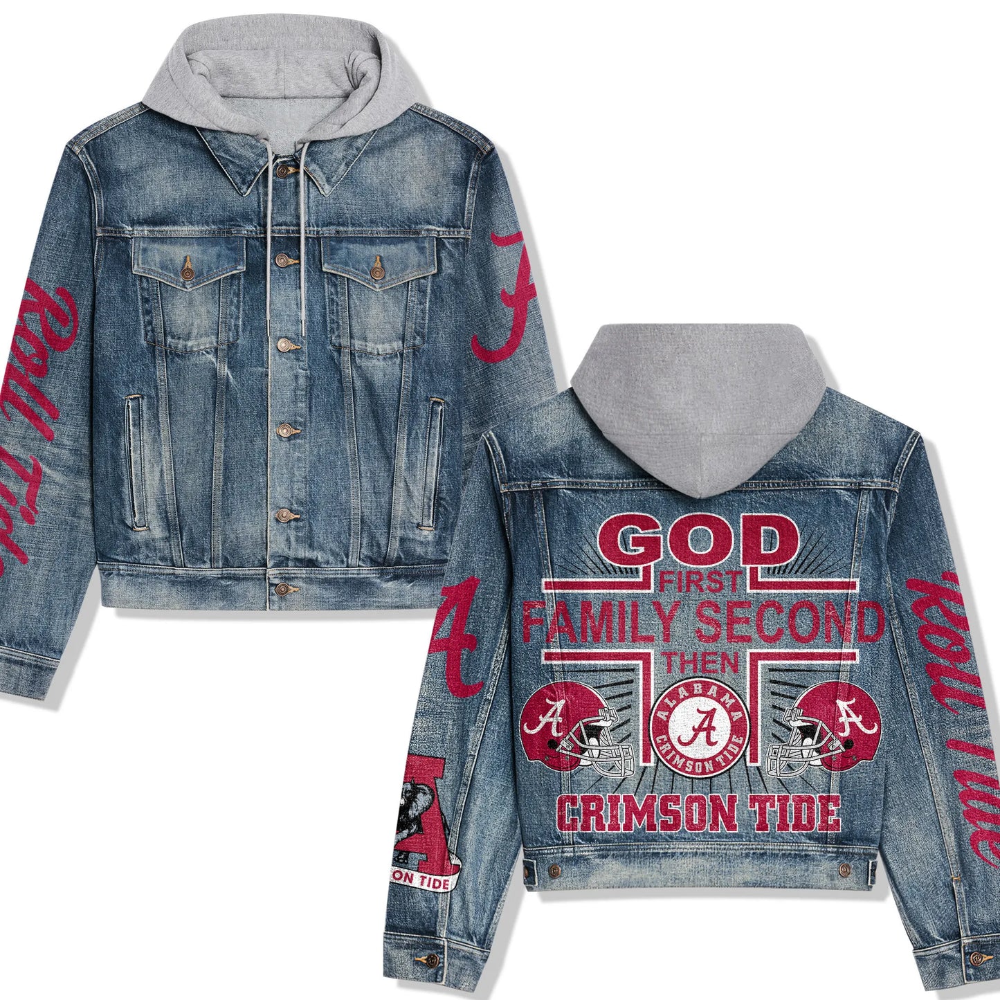 Abama Crimson Tide Premium Hooded Denim Jacket New Collection AZBTHDJ000320