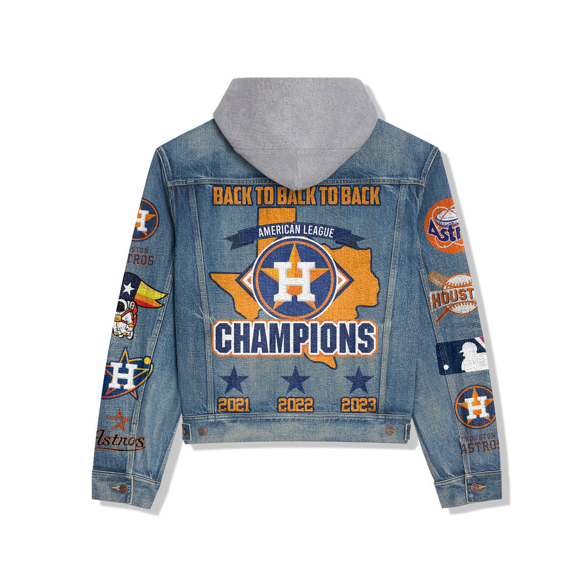 Houston Astros Premium Hooded Denim Jacket New Collection AZBTHDJ000527