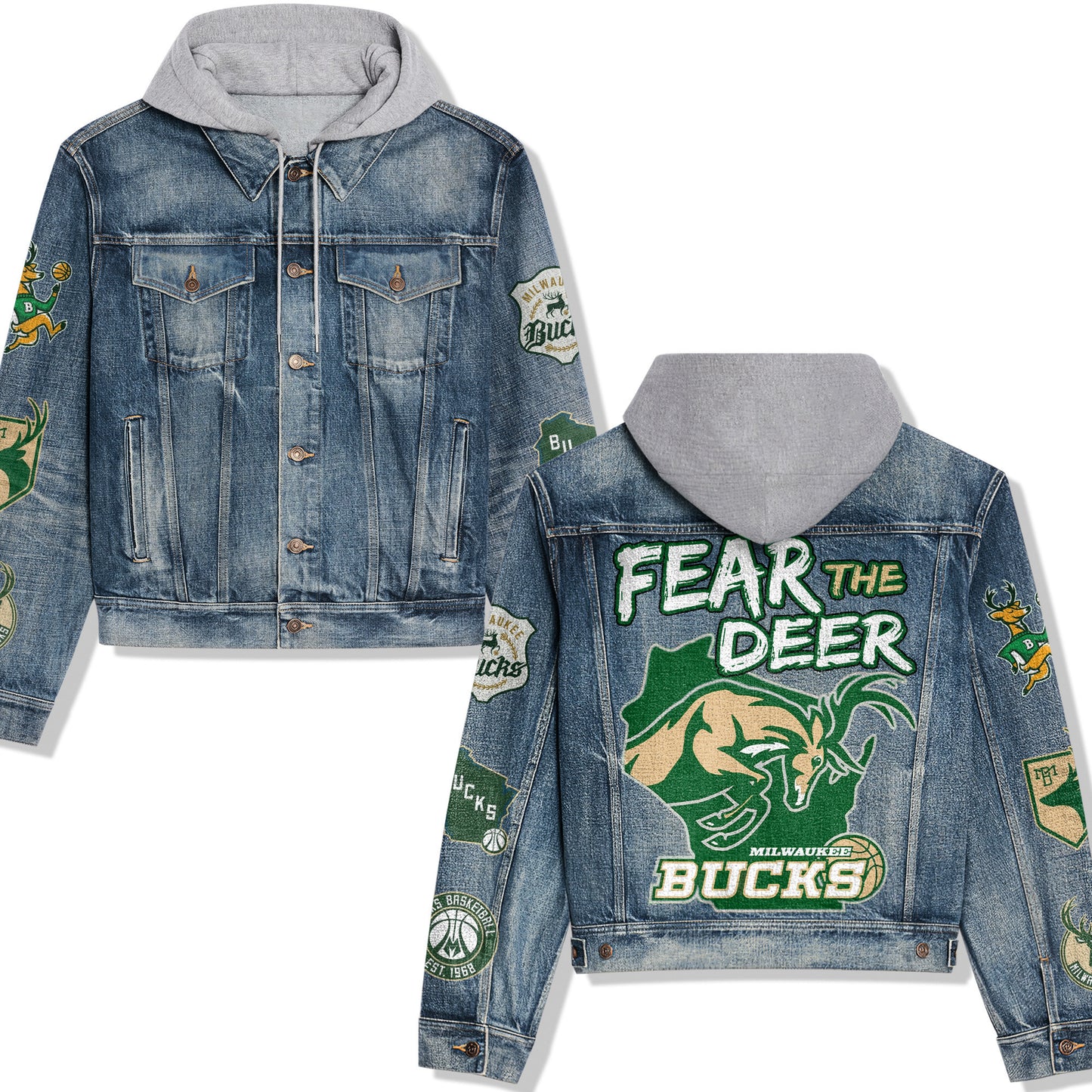 Milwaukee Bucks Premium Hooded Denim Jacket New Collection AZBTHDJ000306