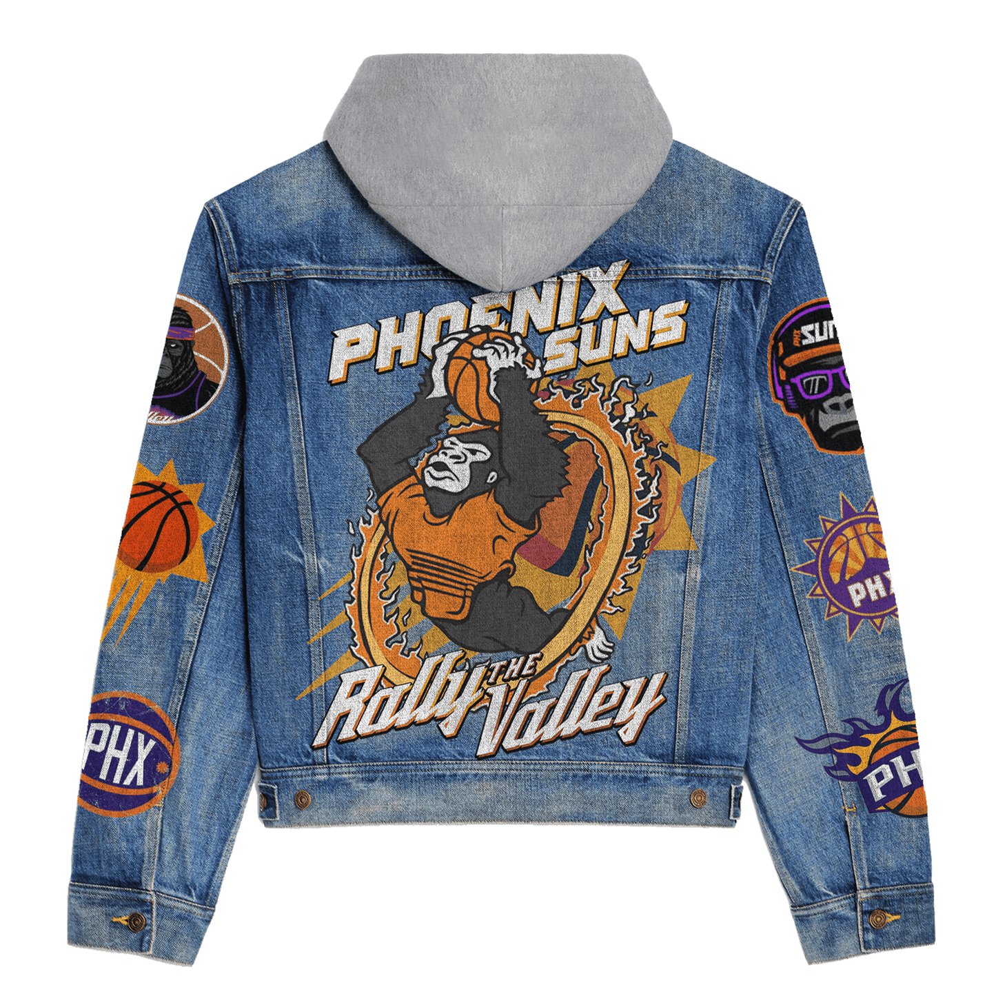 Phoenix Suns Premium Hooded Denim Jacket New Collection AZBTHDJ000295