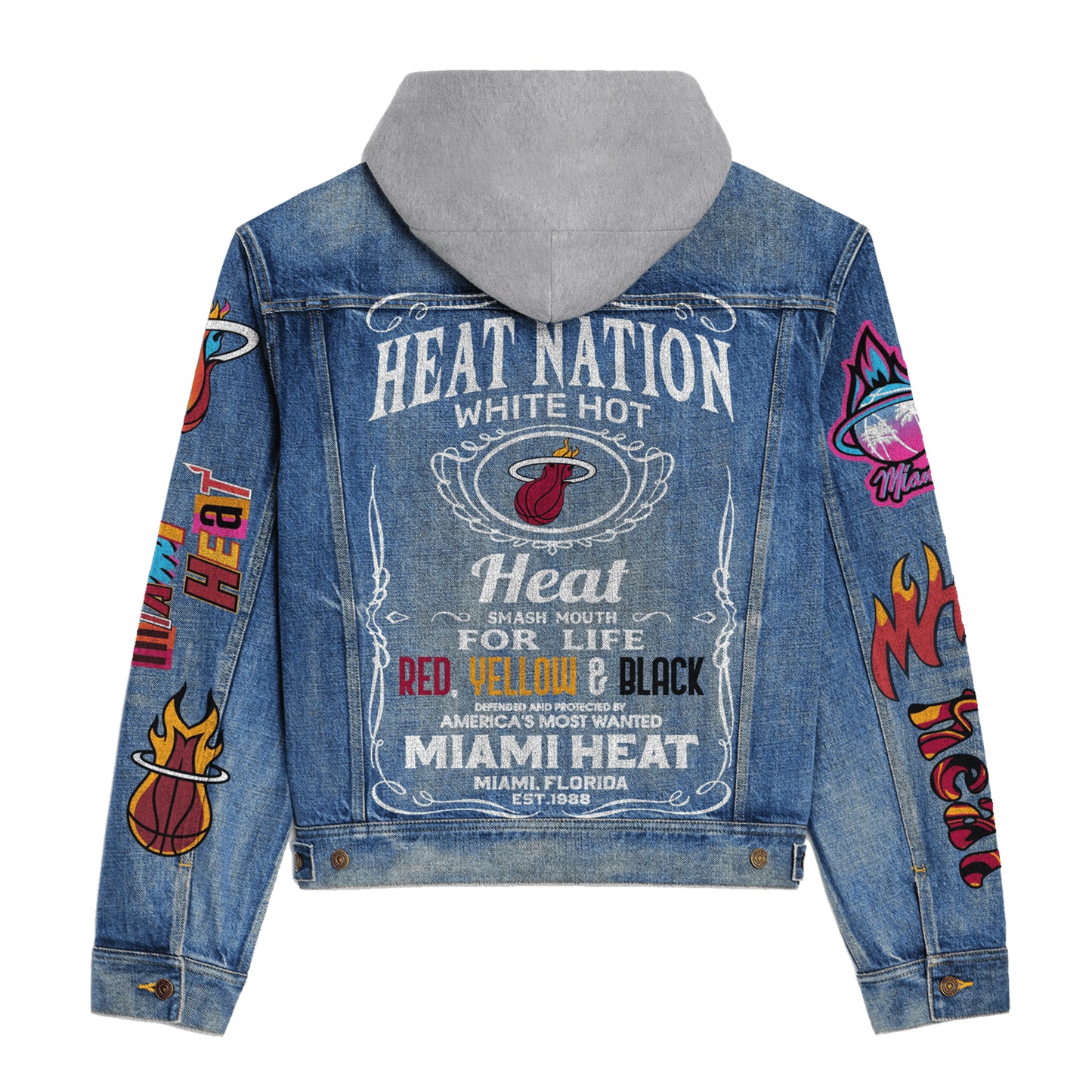 Miami Heat Premium Hooded Denim Jacket New Collection AZBTHDJ000296