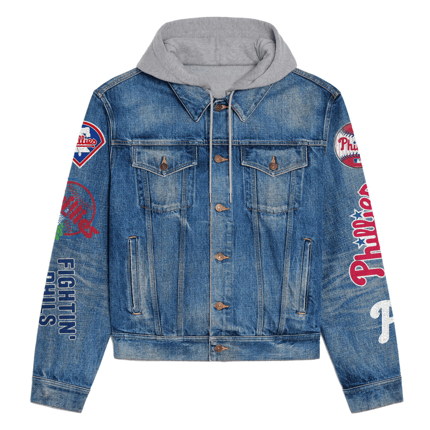 Phidelphia Phillies Premium Hooded Denim Jacket New Collection AZBTHDJ000541