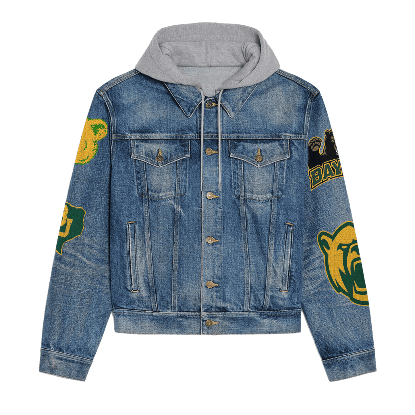 Baylor Bears Premium Hooded Denim Jacket New Collection AZBTHDJ000238