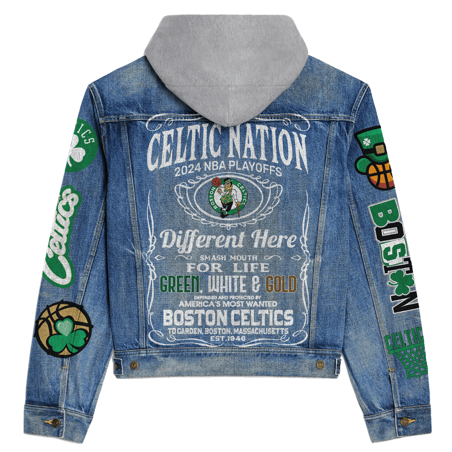 Boston Celtics Premium Hooded Denim Jacket New Collection AZBTHDJ000290