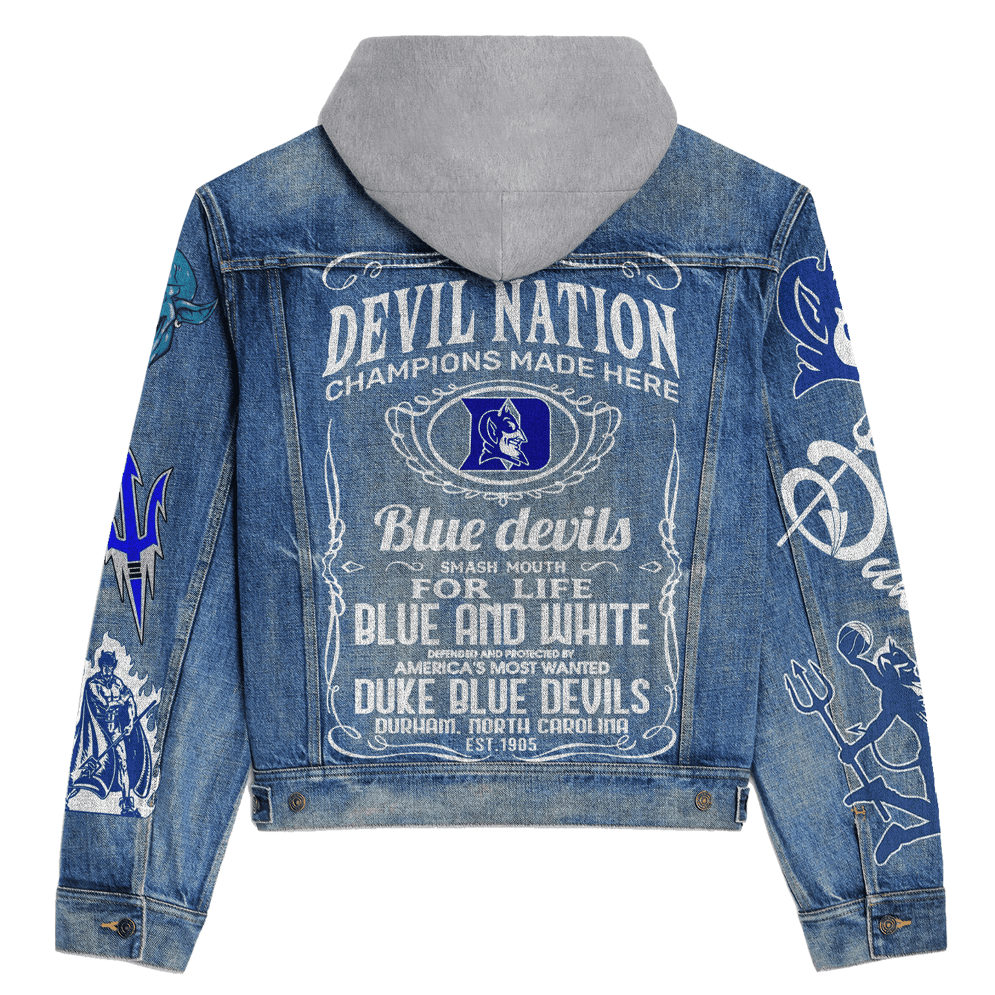 Duke Blue Devils Premium Hooded Denim Jacket New Collection AZBTHDJ000312