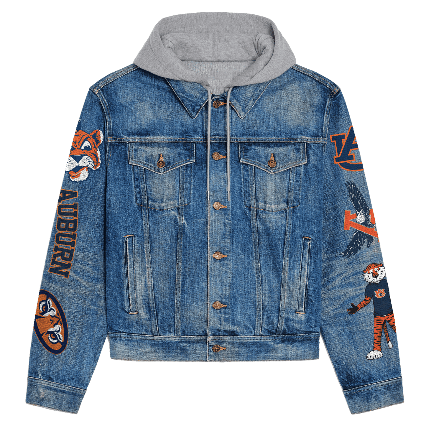 Auburn Tigers Premium Hooded Denim Jacket New Collection AZBTHDJ000510