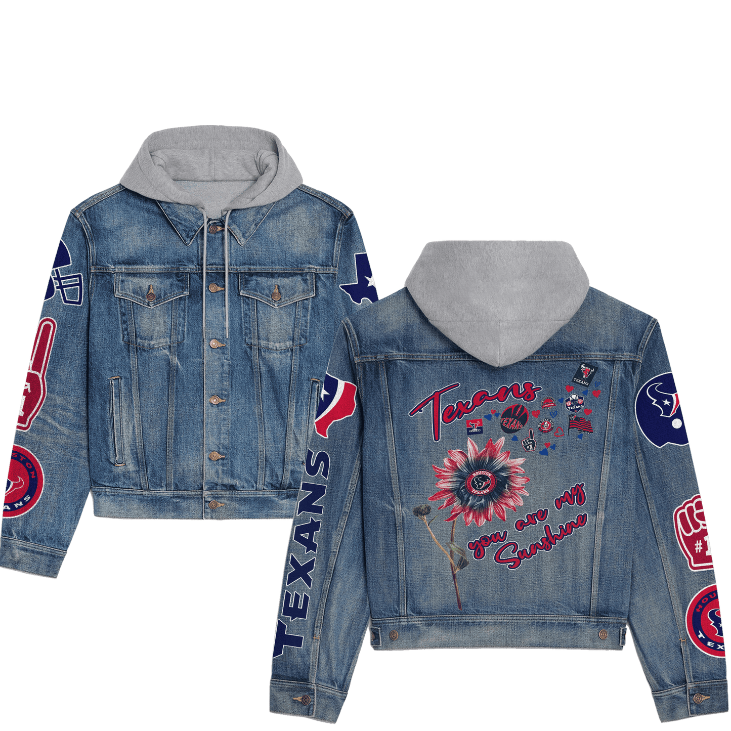 Houston Texans Premium Hooded Denim Jacket New Collection AZBTHDJ000215