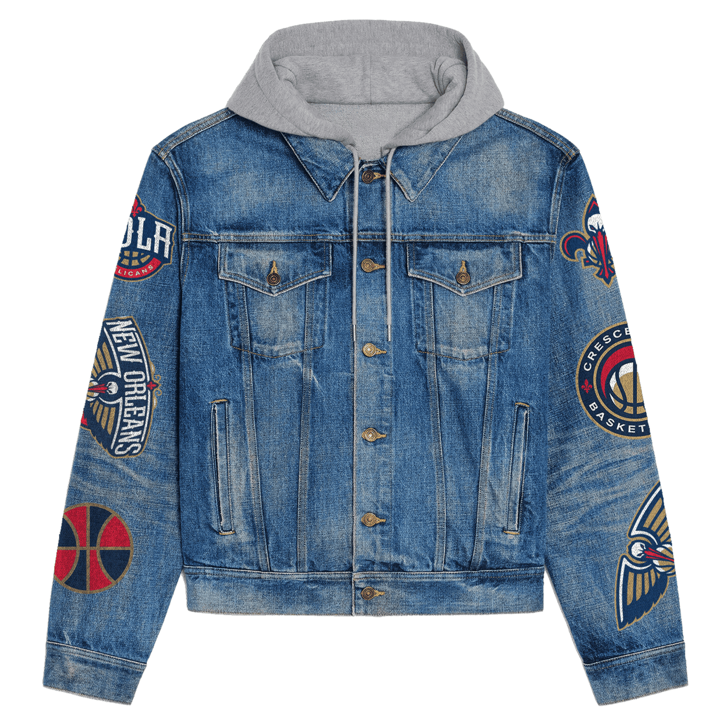 New Orleans Pelicans Premium Hooded Denim Jacket New Collection AZBTHDJ000304