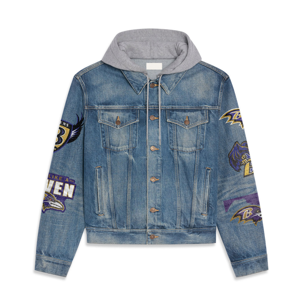 Baltimore Ravens Premium Hooded Denim Jacket New Collection AZBTHDJ000085