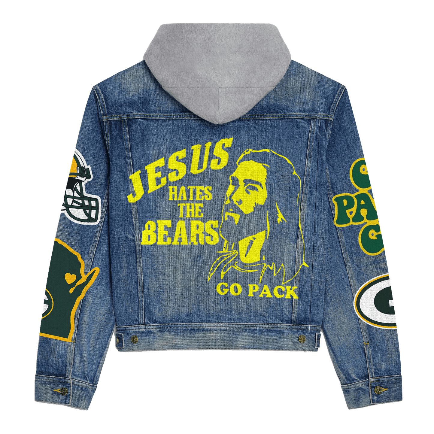 Green Bay Packers Premium Hooded Denim Jacket New Collection AZBTHDJ000086