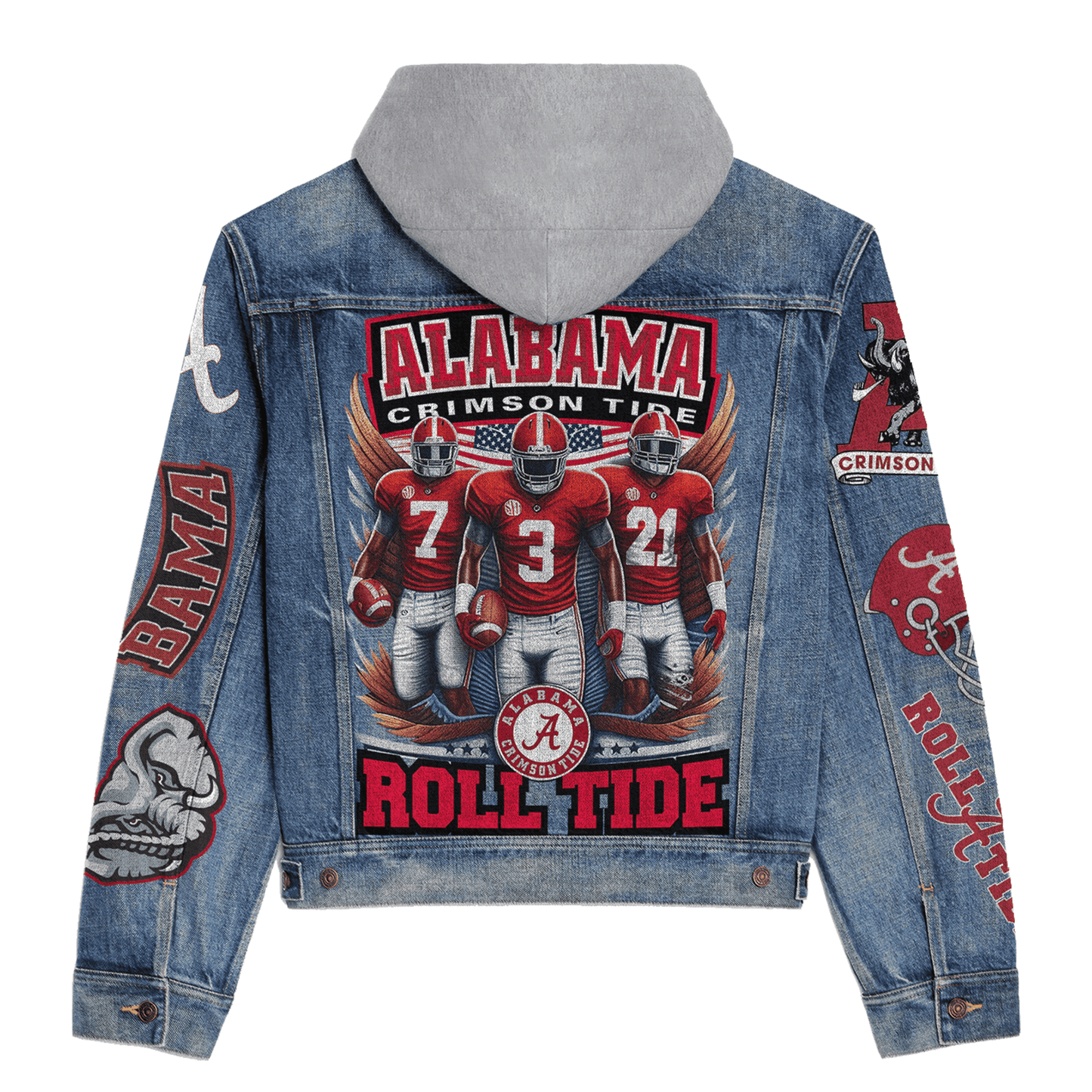 Abama Crimson Tide Premium Hooded Denim Jacket New Collection AZBTHDJ000345