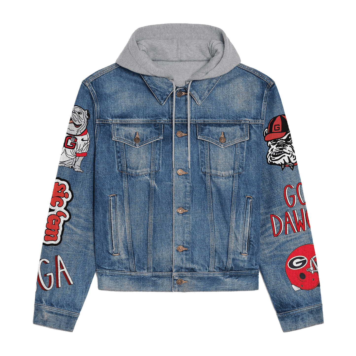 Georgia Bulldogs Premium Hooded Denim Jacket New Collection AZBTHDJ000348