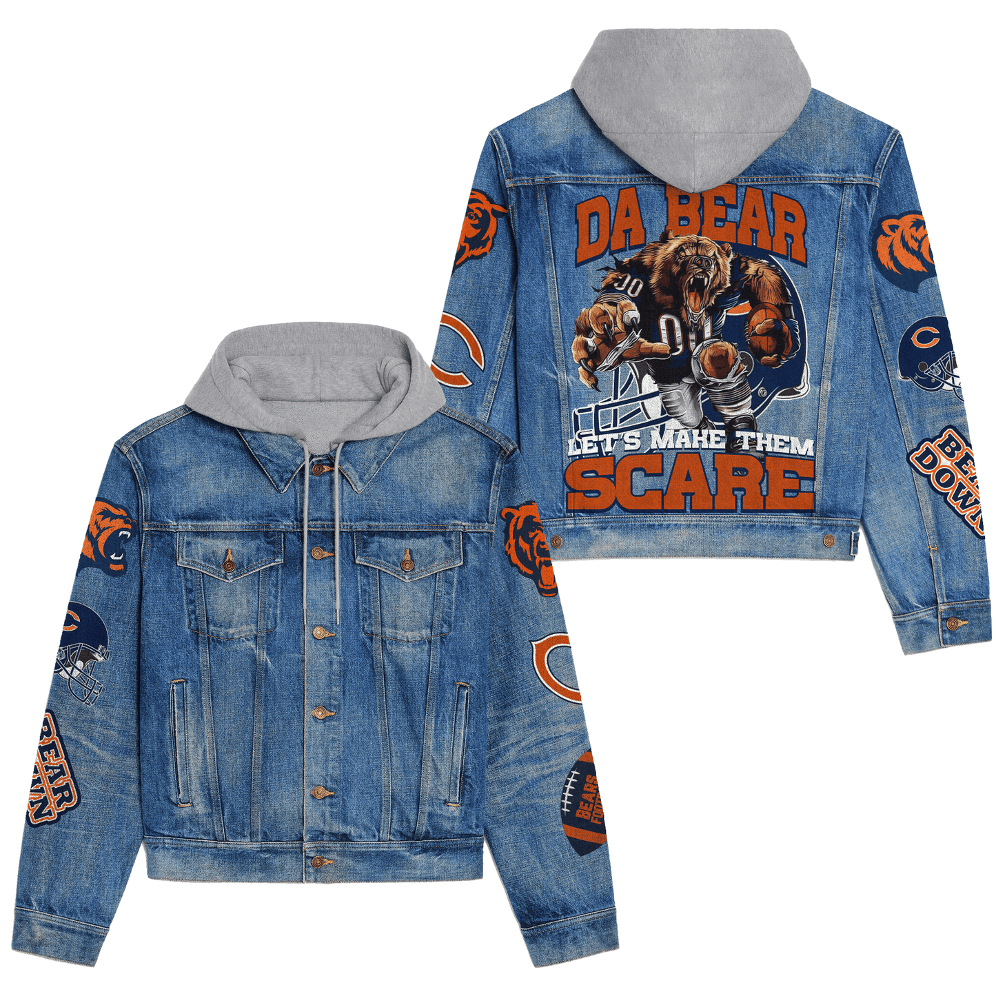 Chicago Bears Premium Hooded Denim Jacket New Collection AZBTHDJ000101