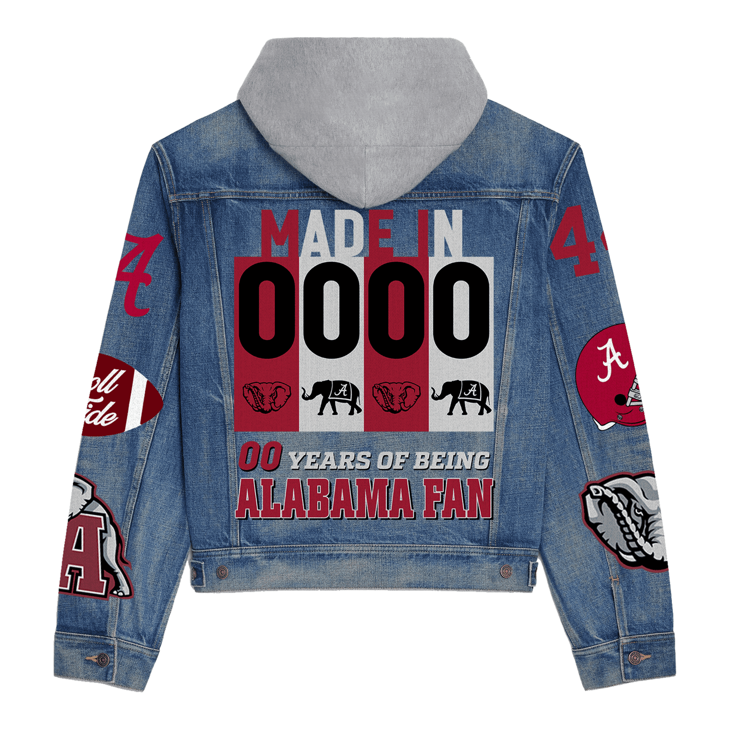 Abama Crimson Tide Premium Hooded Denim Jacket New Collection AZBTHDJ000376