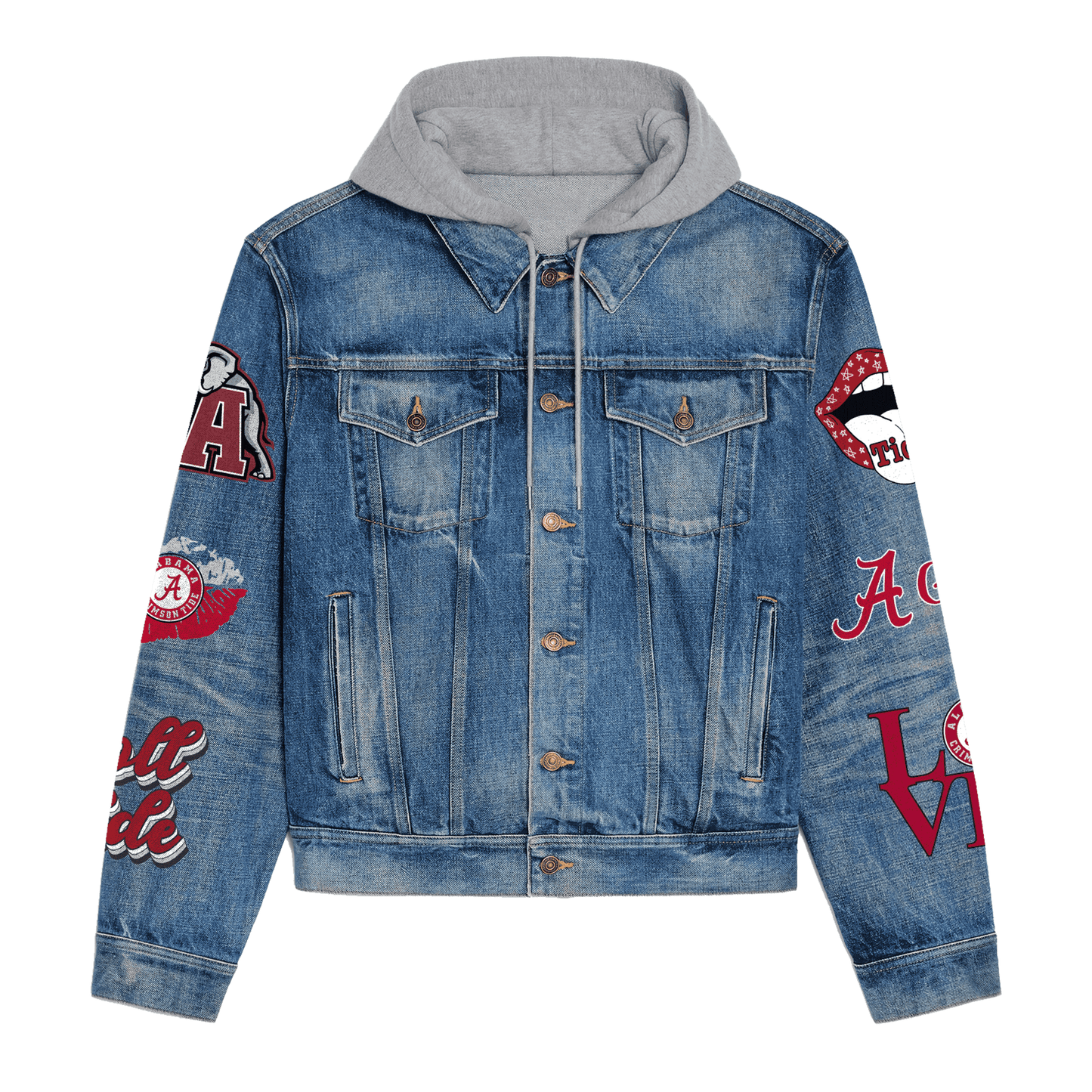 Abama Crimson Tide Premium Hooded Denim Jacket New Collection AZBTHDJ000380