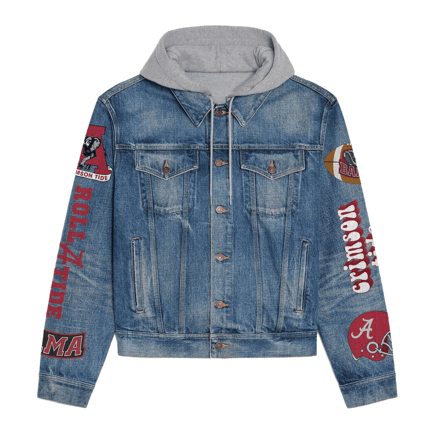 Abama Crimson Tide Premium Hooded Denim Jacket New Collection AZBTHDJ000381