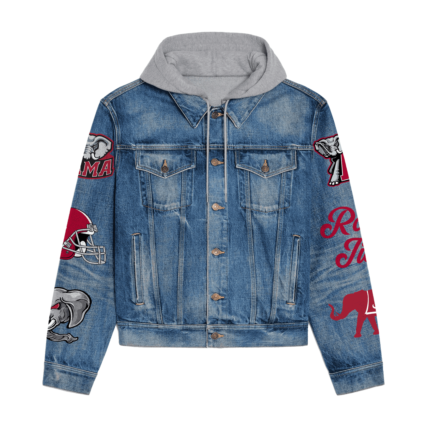 Abama Crimson Tide Premium Hooded Denim Jacket New Collection AZBTHDJ000388