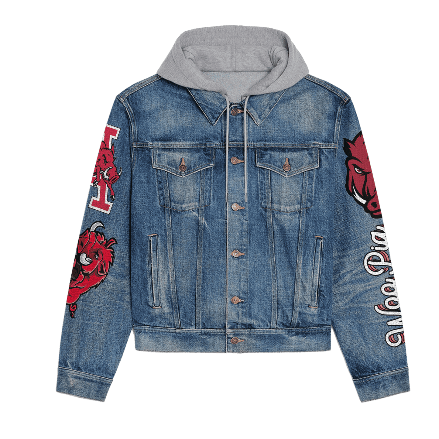 Arkansas Razorbacks Premium Hooded Denim Jacket New Collection AZBTHDJ000519