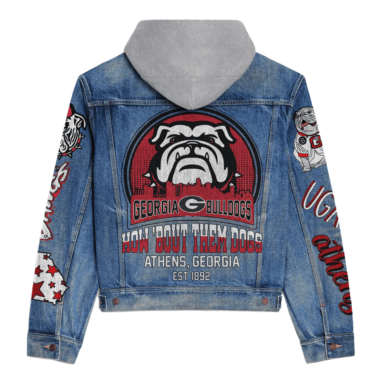 Georgia Bulldogs Premium Hooded Denim Jacket New Collection AZBTHDJ000357