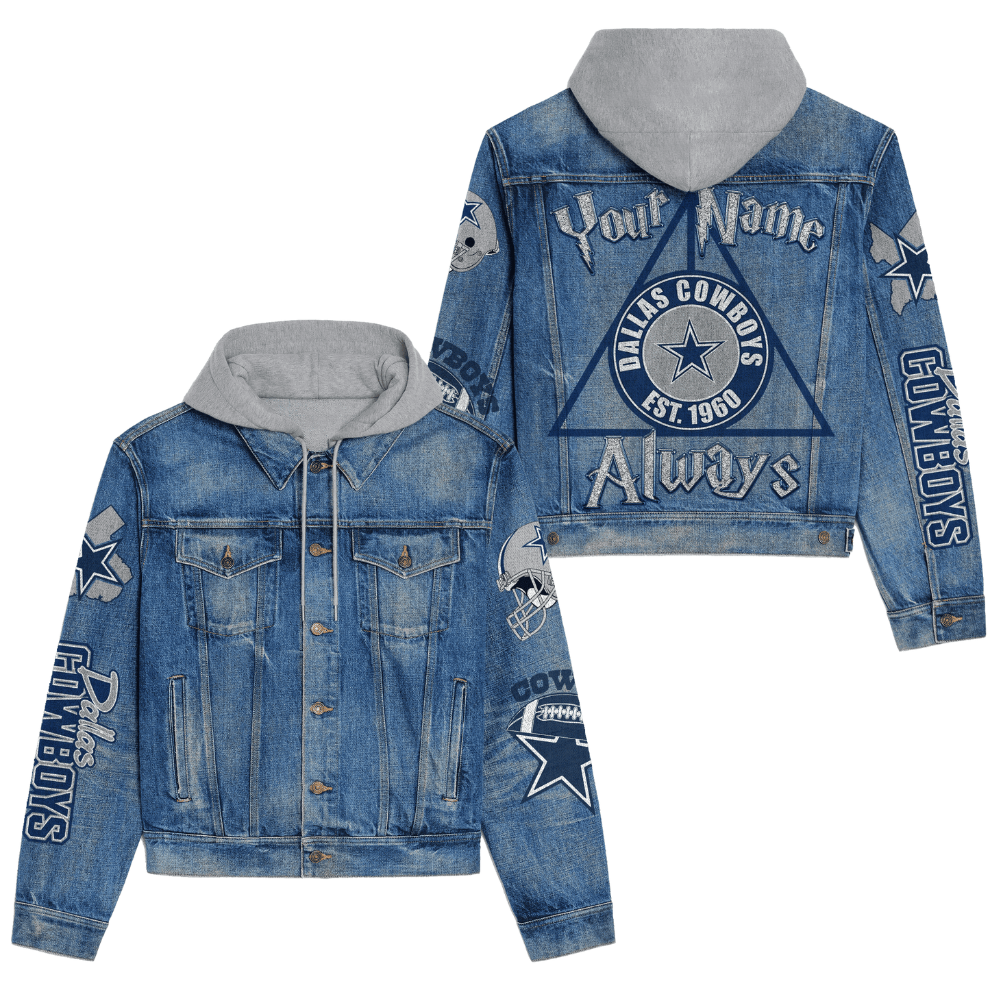 Dallas Cowboys Premium Hooded Denim Jacket New Collection AZBTHDJ000121