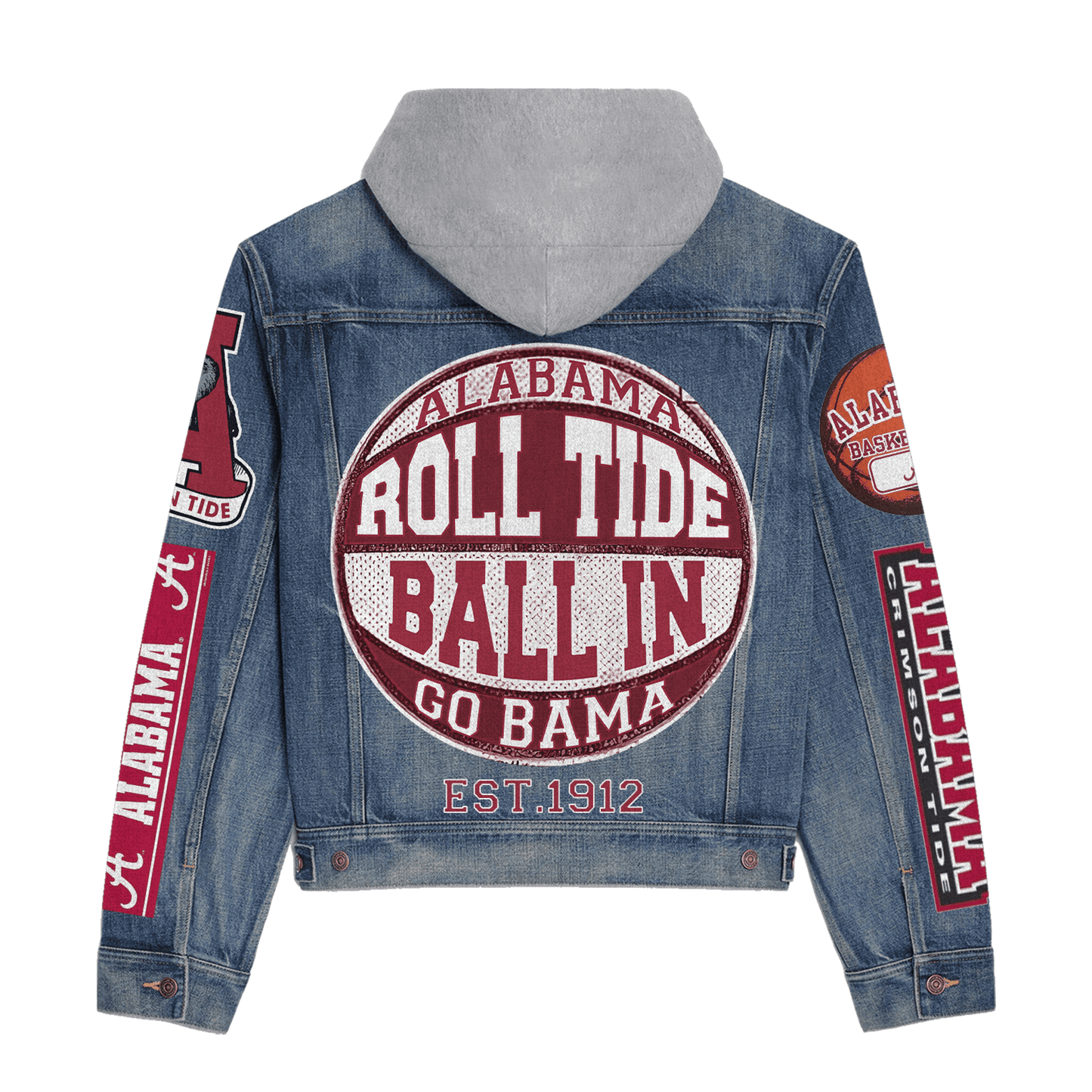 Abama Crimson Tide Premium Hooded Denim Jacket New Collection AZBTHDJ000361