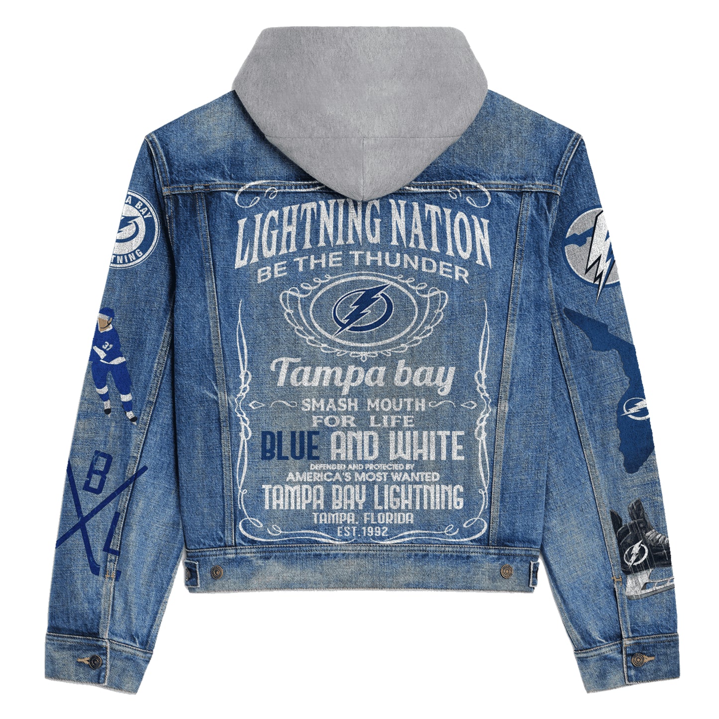 Tampa Bay Lightning Premium Hooded Denim Jacket New Collection AZBTHDJ000255