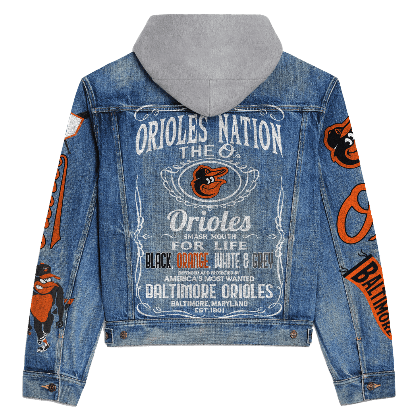 Baltimore Orioles Premium Hooded Denim Jacket New Collection AZBTHDJ000544