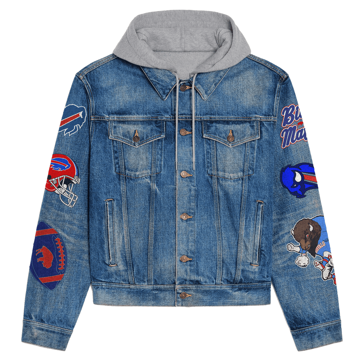 Buffalo Bills Premium Hooded Denim Jacket New Collection AZBTHDJ000137