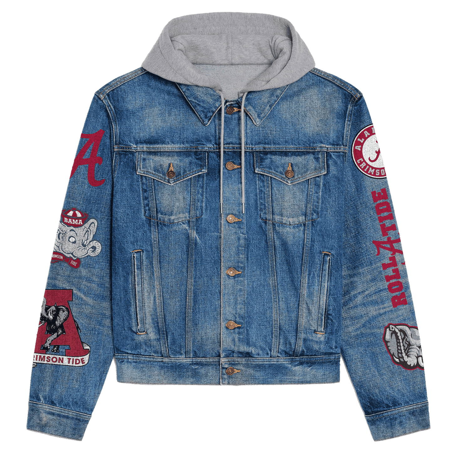 Abama Crimson Tide Premium Hooded Denim Jacket New Collection AZBTHDJ000363