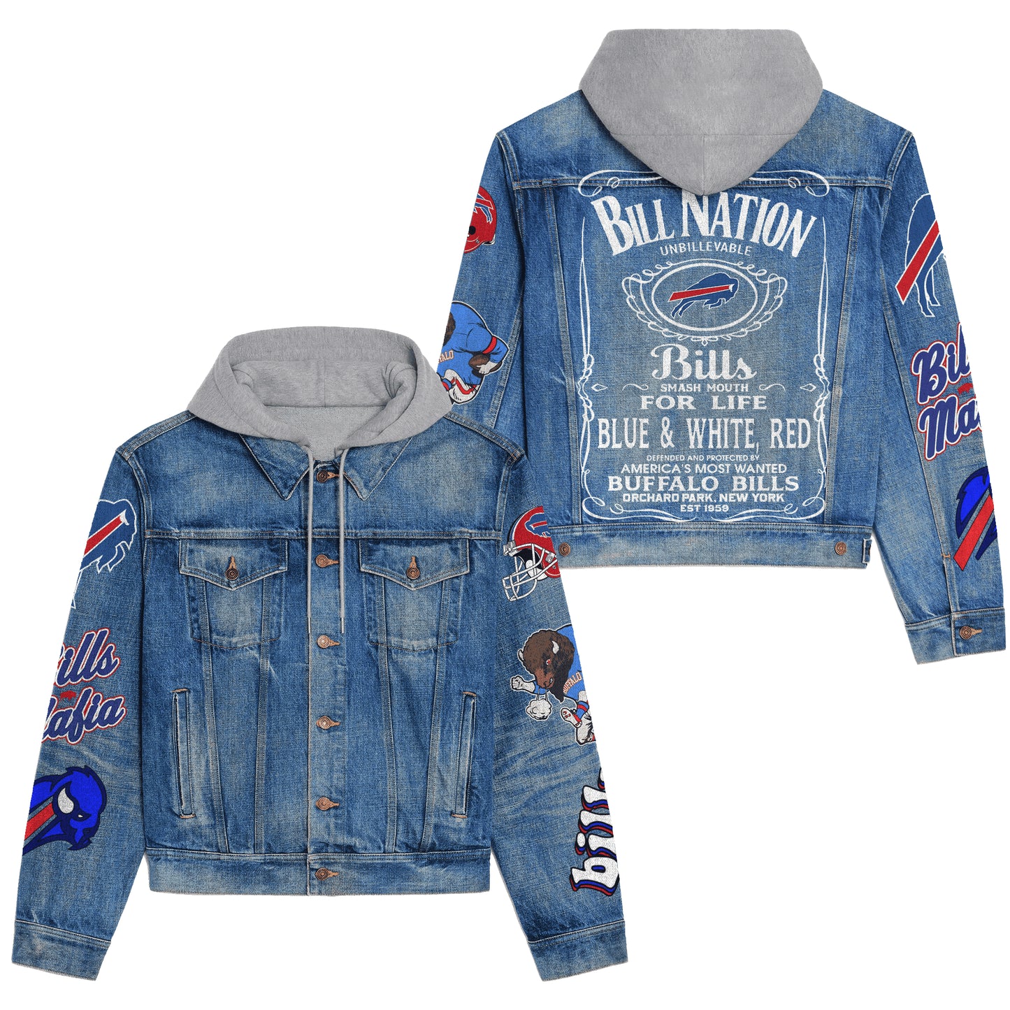 Buffalo Bills Premium Hooded Denim Jacket New Collection AZBTHDJ000224