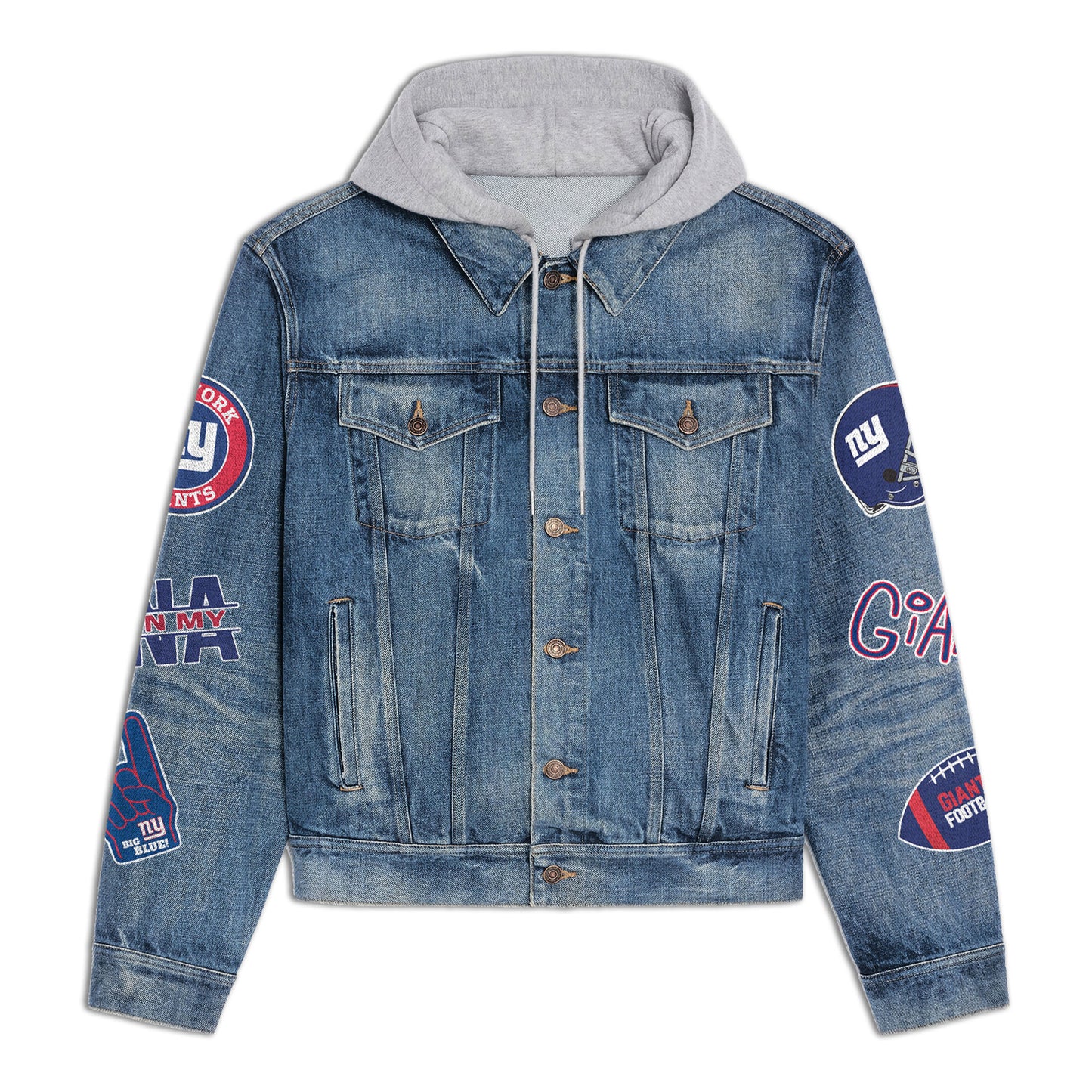 New York Giants Premium Hooded Denim Jacket New Collection AZBTHDJ000233