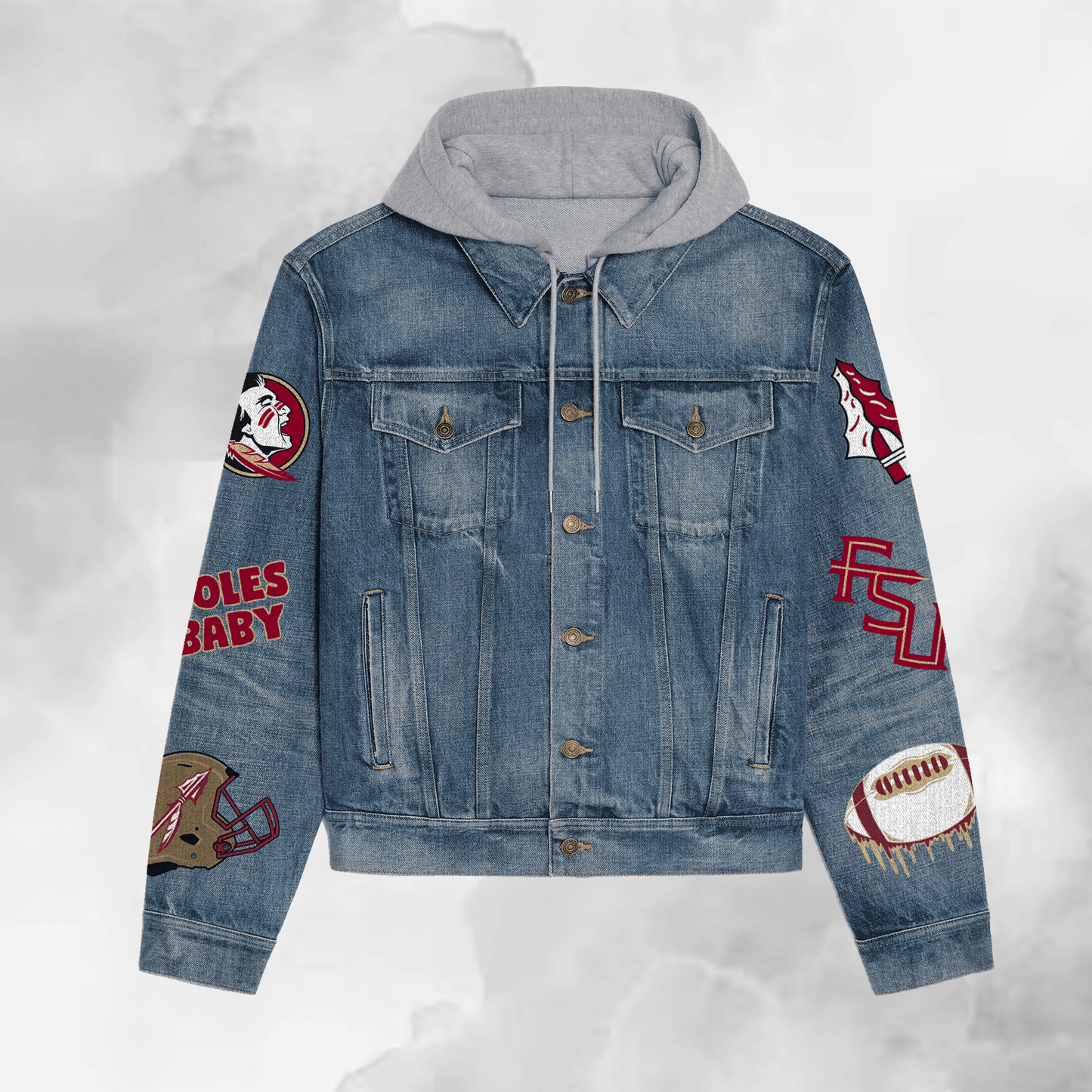 Florida State Seminoles Premium Hooded Denim Jacket New Collection AZBTHDJ000443
