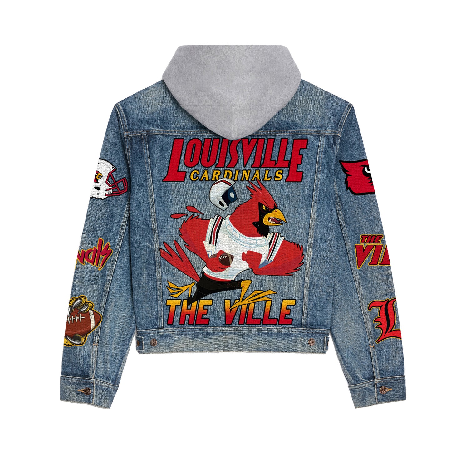 Louisville Cardinals Premium Hooded Denim Jacket New Collection AZBTHDJ000422