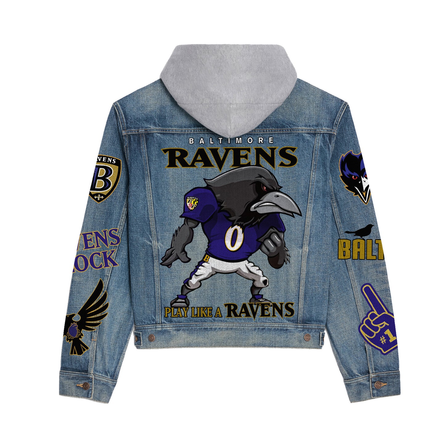 Baltimore Ravens Premium Hooded Denim Jacket New Collection AZBTHDJ000191